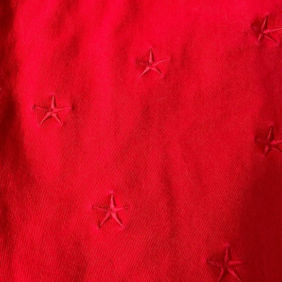 Plus Westport Red Denim Mini Skort With Stars Sz 16 Holiday Zipper Closure - Picture 4 of 8